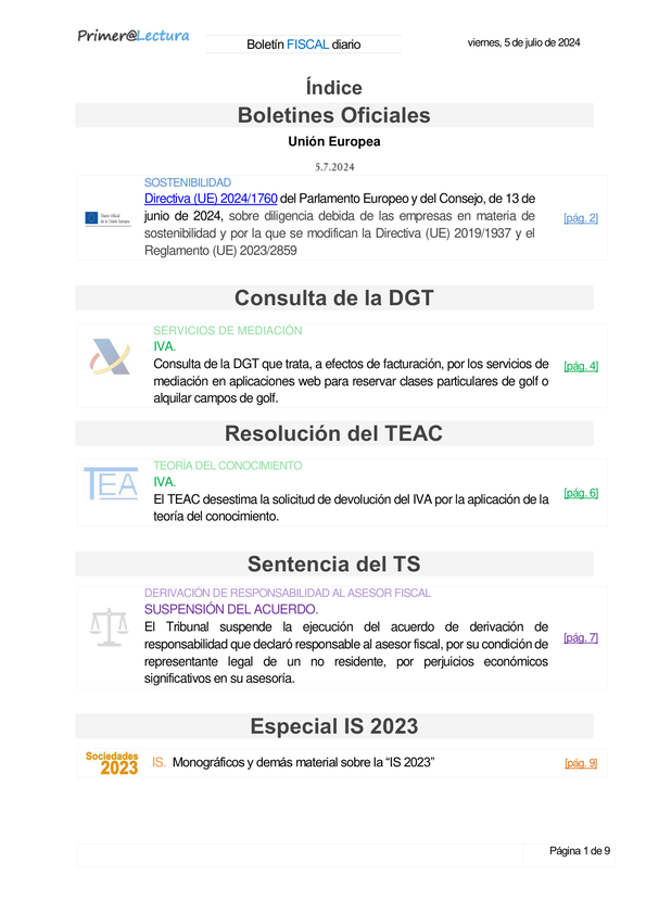 Boletín fiscal 05/07/2024