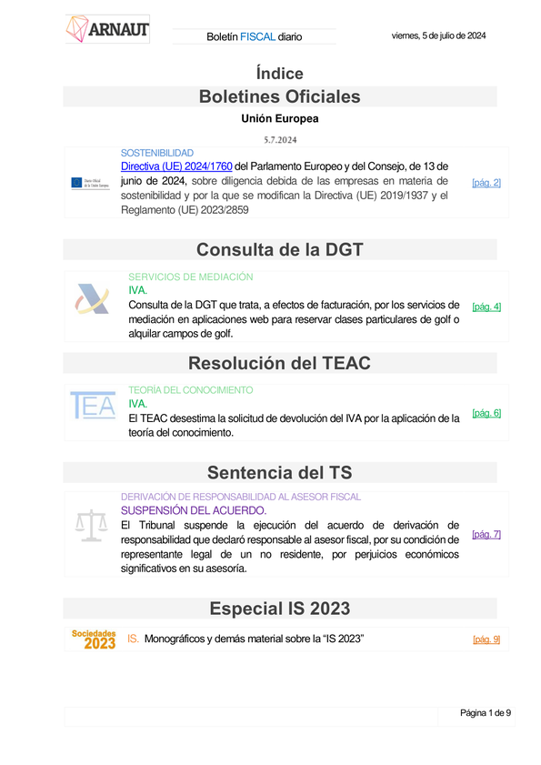 Boletín fiscal 05/07/2024