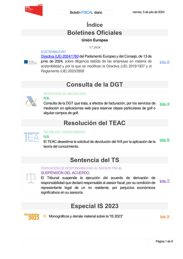 Boletín fiscal 05/07/2024