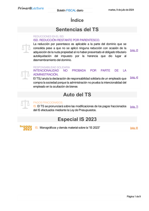Boletín fiscal 09/07/2024