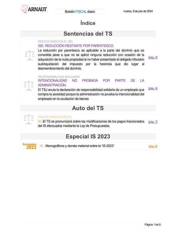 Boletín fiscal 09/07/2024