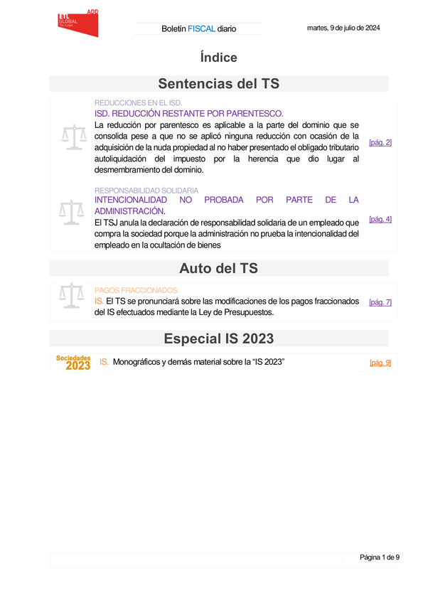 Boletín fiscal 09/07/2024
