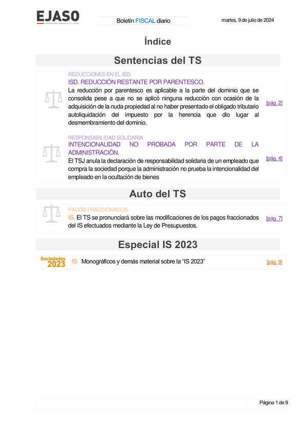 Boletín fiscal 09/07/2024