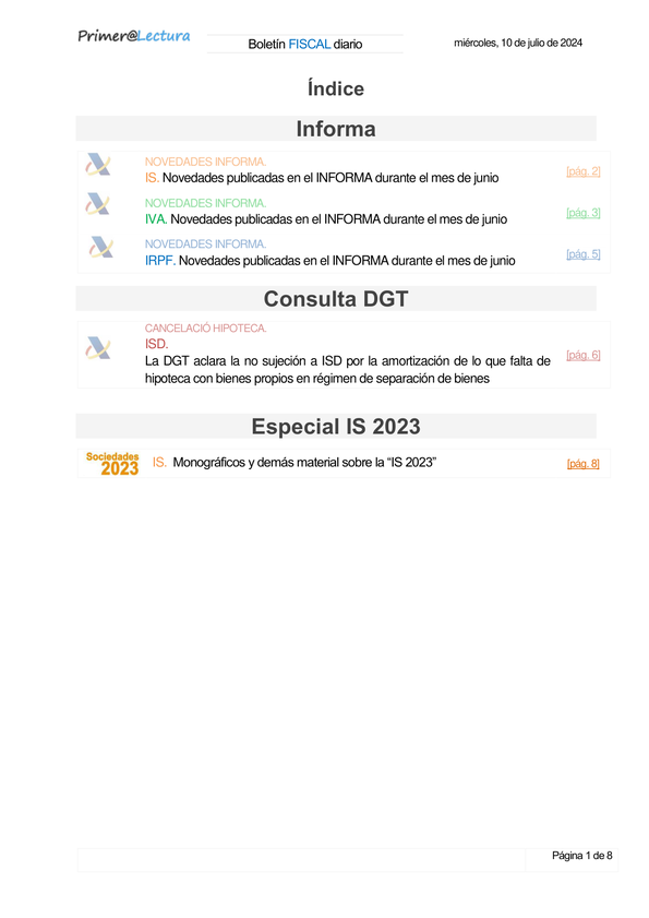 Boletín fiscal 10/07/2024