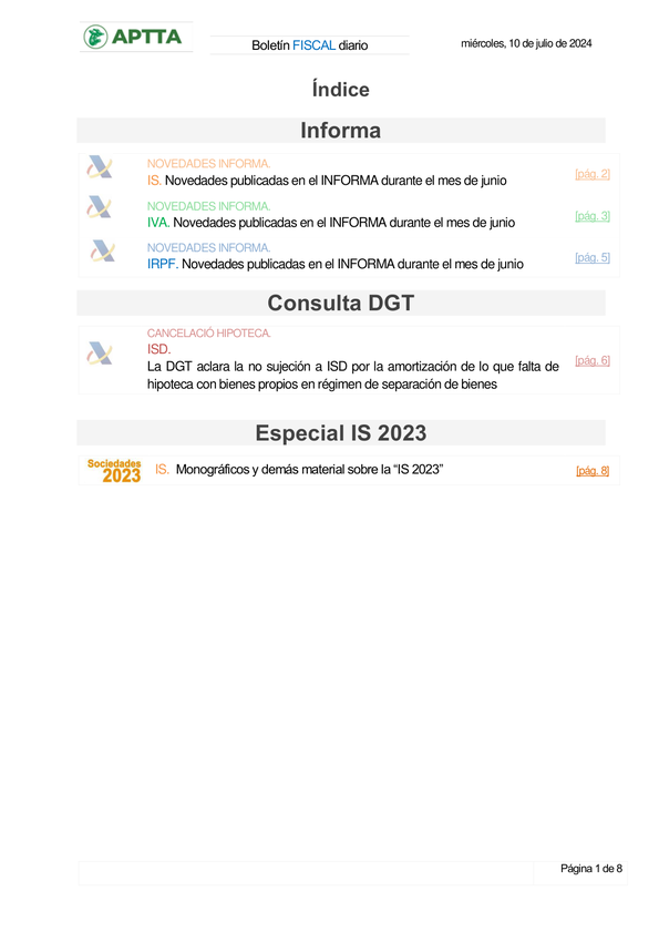 Boletín fiscal 10/07/2024