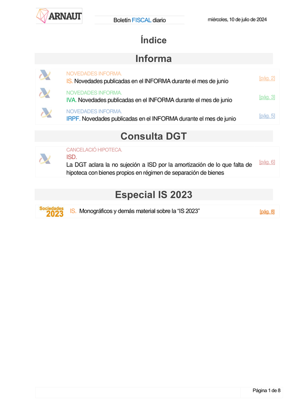 Boletín fiscal 10/07/2024