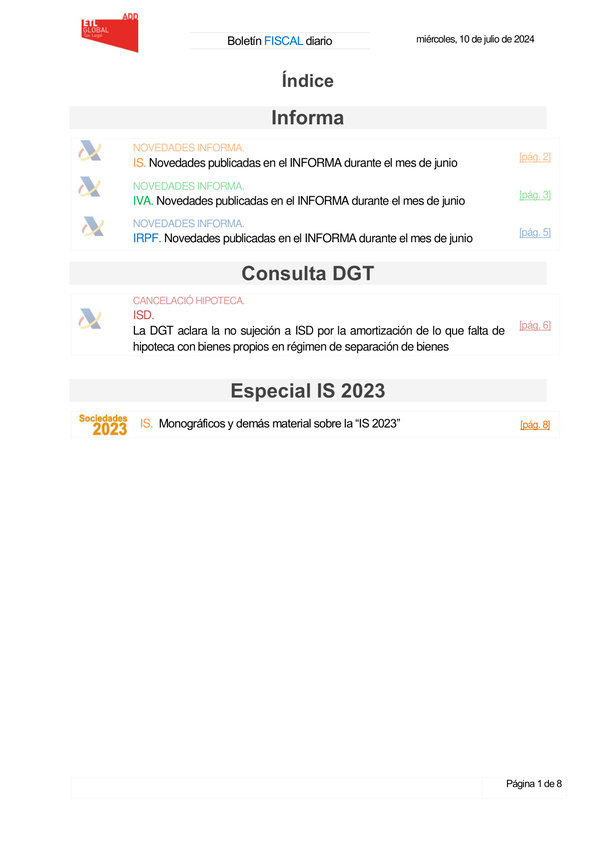 Boletín fiscal 10/07/2024