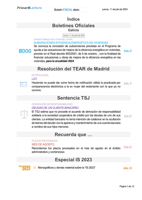 Boletín fiscal 11/07/2024