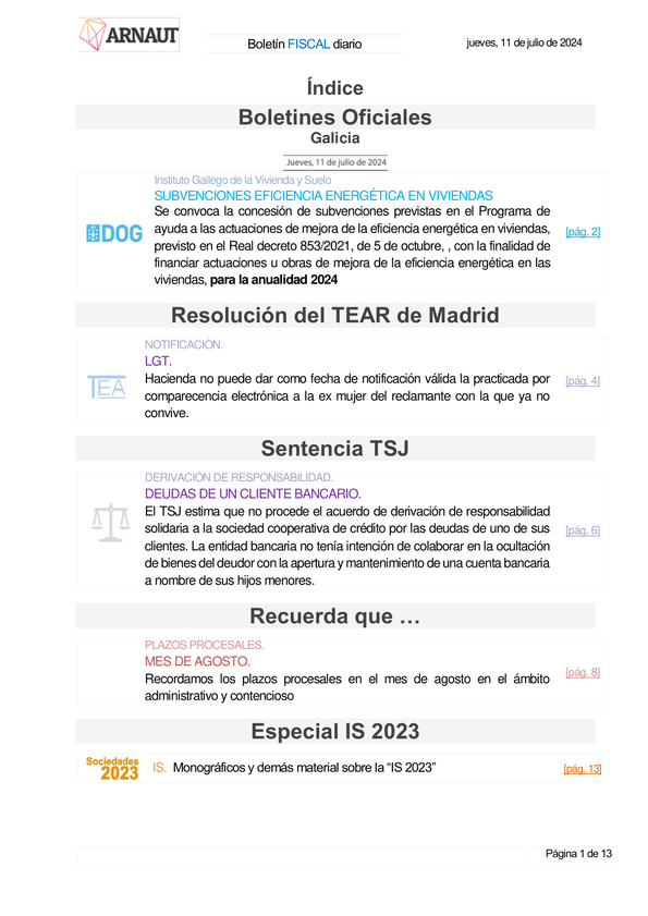 Boletín fiscal 11/07/2024