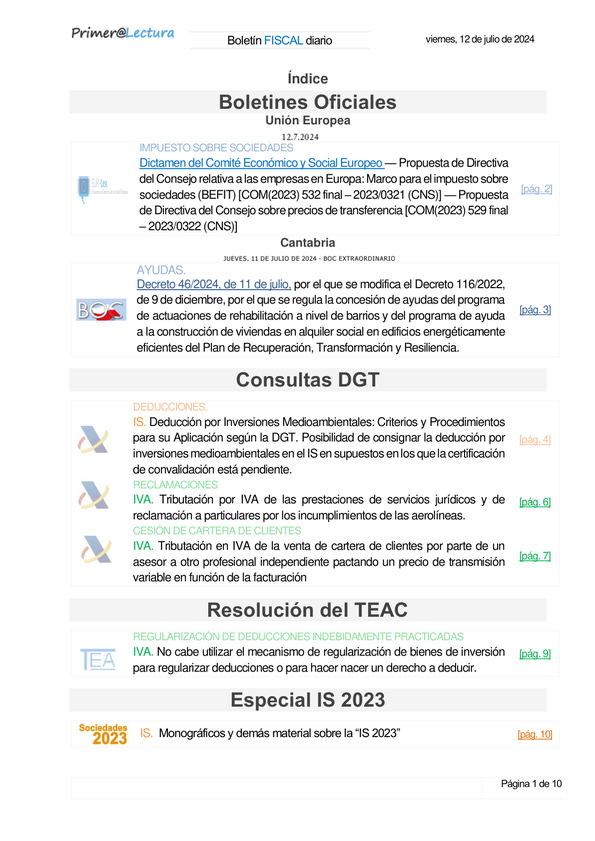 Boletín fiscal 12/07/2024