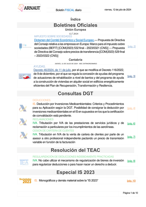 Boletín fiscal 12/07/2024