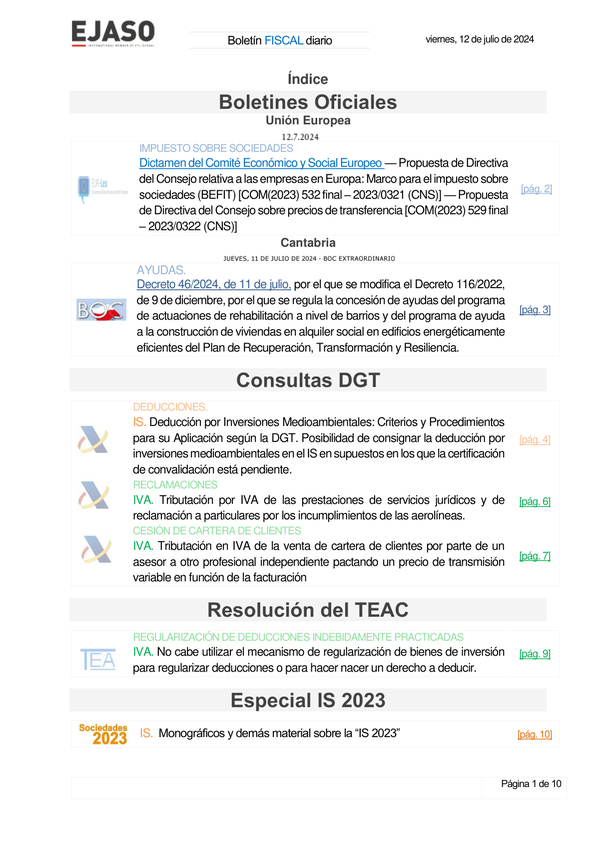 Boletín fiscal 12/07/2024