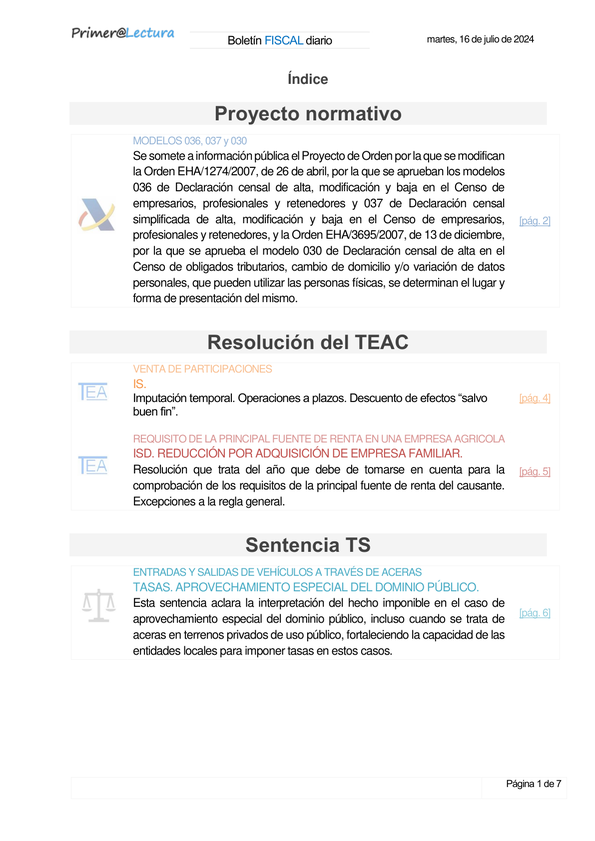 Boletín fiscal 16/07/2024