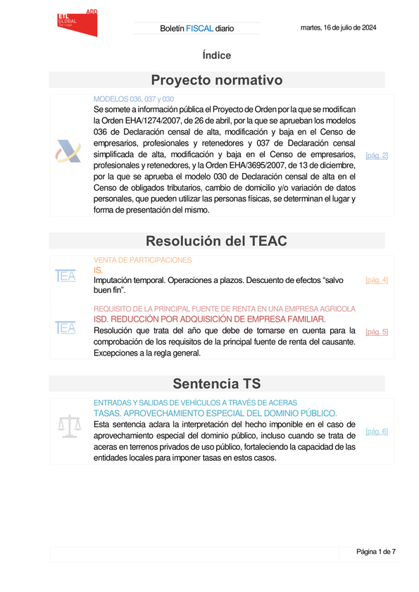 Boletín fiscal 16/07/2024