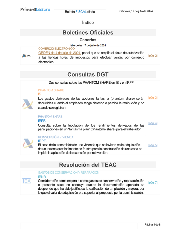 Boletín fiscal 17/07/2024