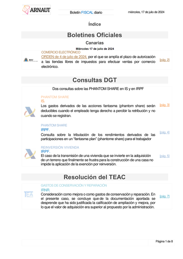 Boletín fiscal 17/07/2024