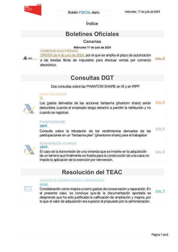 Boletín fiscal 17/07/2024