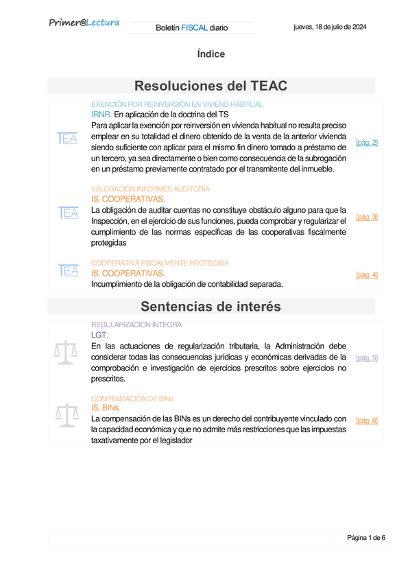 Boletín fiscal 18/07/2024
