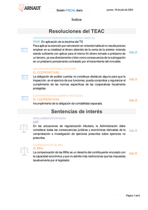 Boletín fiscal 18/07/2024