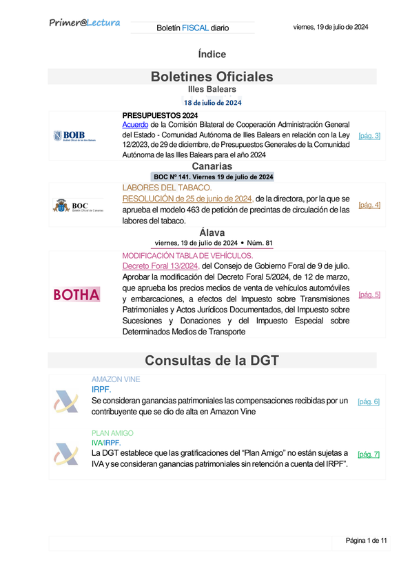 Boletín fiscal 19/07/2024