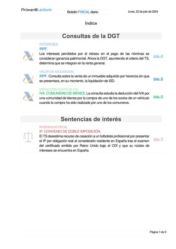 Boletín fiscal 22/07/2024