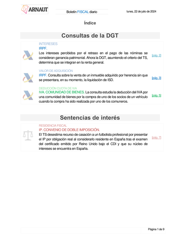 Boletín fiscal 22/07/2024