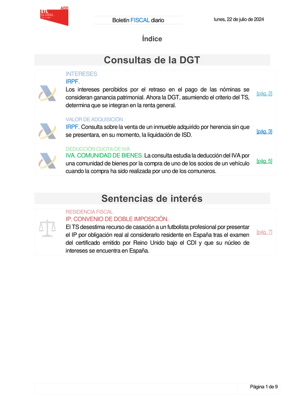 Boletín fiscal 22/07/2024