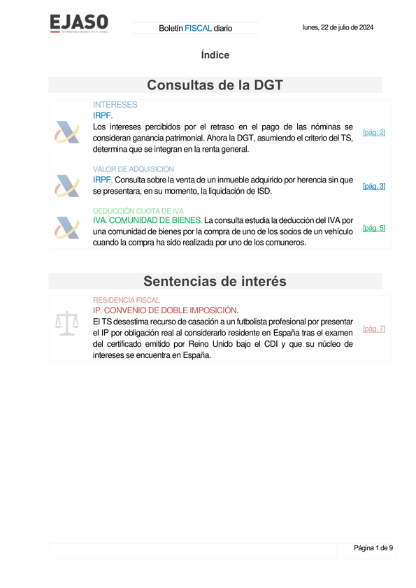 Boletín fiscal 22/07/2024