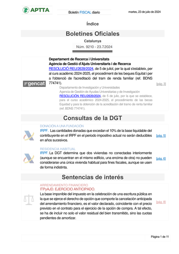Boletín fiscal 23/07/2024