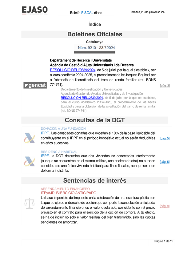 Boletín fiscal 23/07/2024
