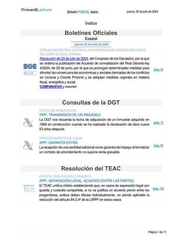 Boletín fiscal 25/07/2024