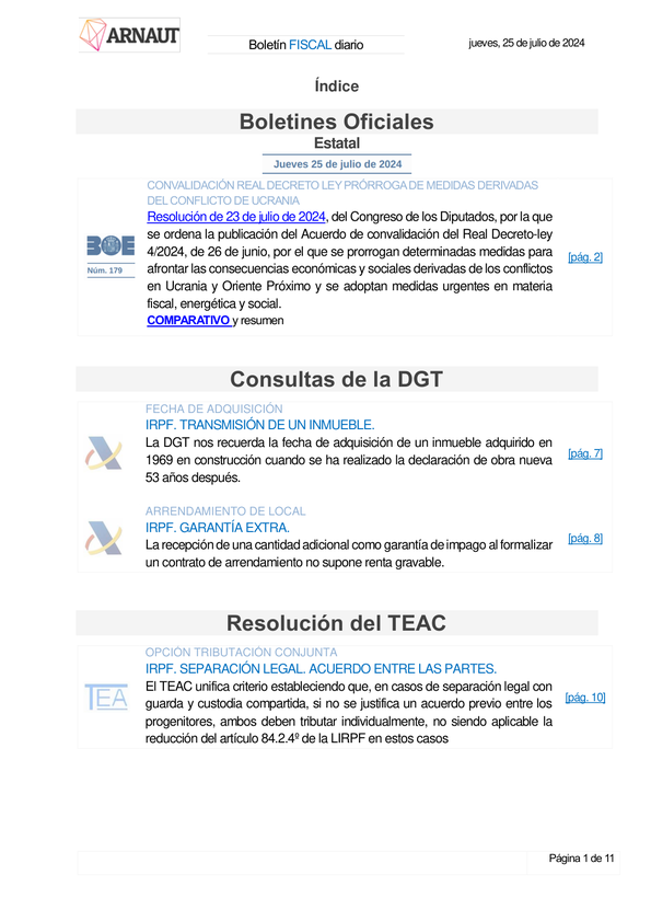 Boletín fiscal 25/07/2024