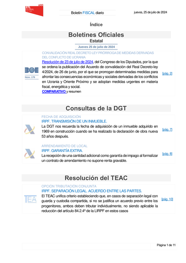 Boletín fiscal 25/07/2024