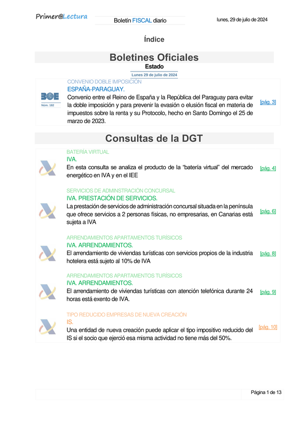 Boletín fiscal 29/07/2024