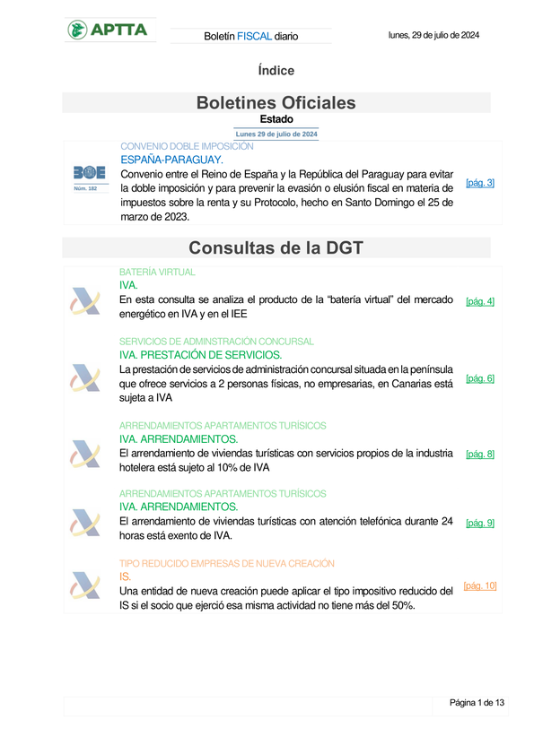 Boletín fiscal 29/07/2024