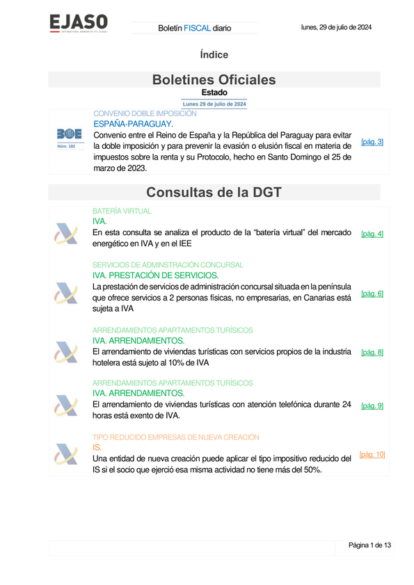 Boletín fiscal 29/07/2024