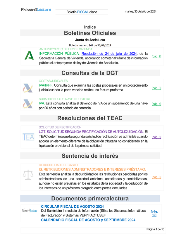 Boletín fiscal 30/07/2024