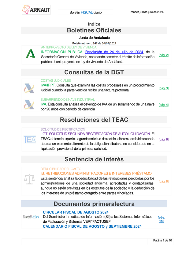 Boletín fiscal 30/07/2024