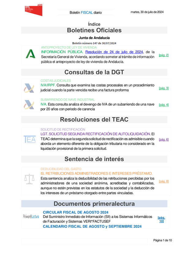 Boletín fiscal 30/07/2024