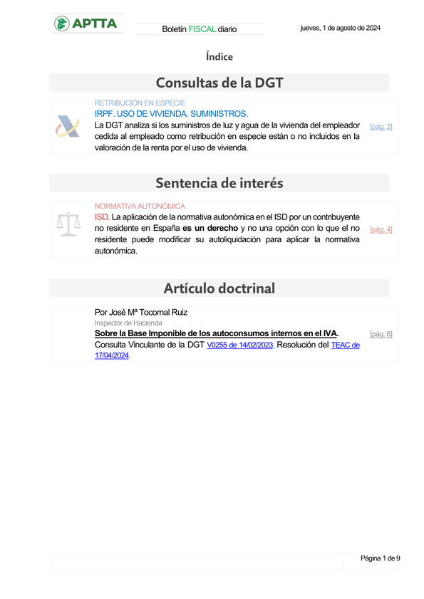 Boletín fiscal 01/08/2024