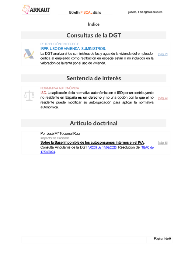Boletín fiscal 01/08/2024