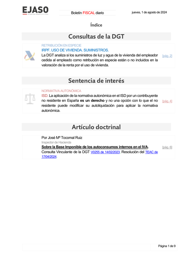 Boletín fiscal 01/08/2024