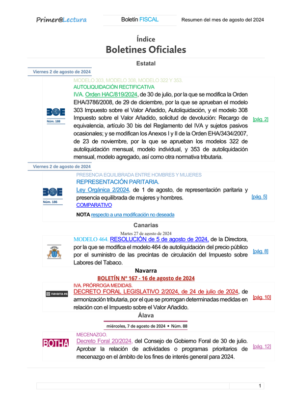 Boletín fiscal 30/08/2024