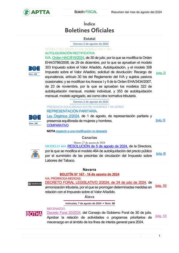 Boletín fiscal 30/08/2024