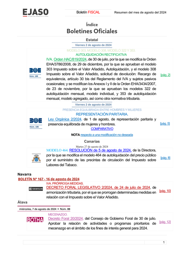 Boletín fiscal 30/08/2024