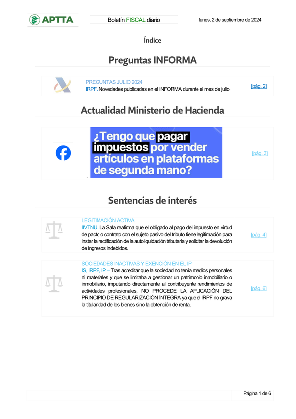 Boletín fiscal 02/09/2024