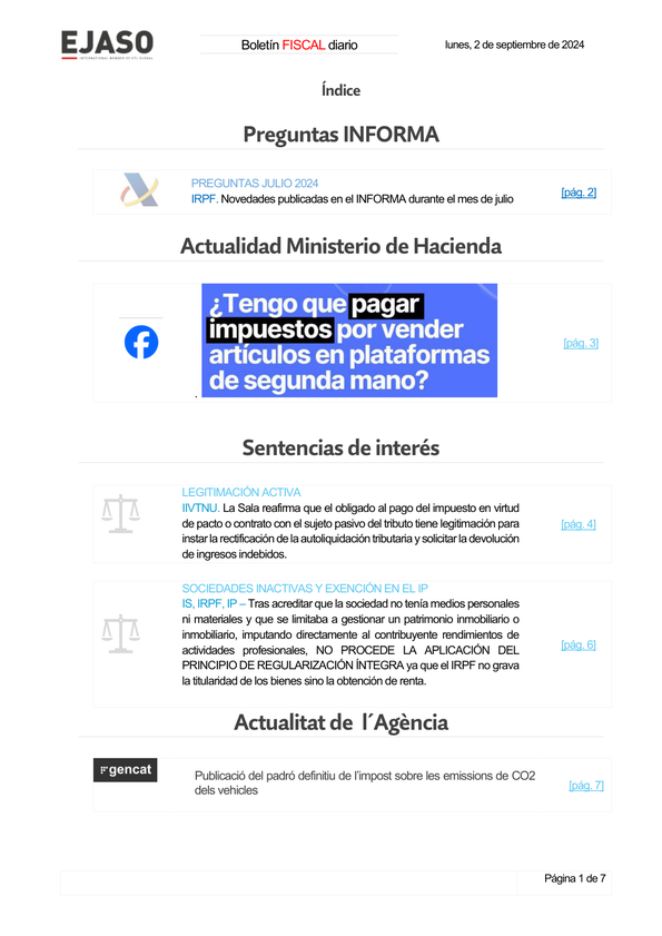 Boletín fiscal 02/09/2024