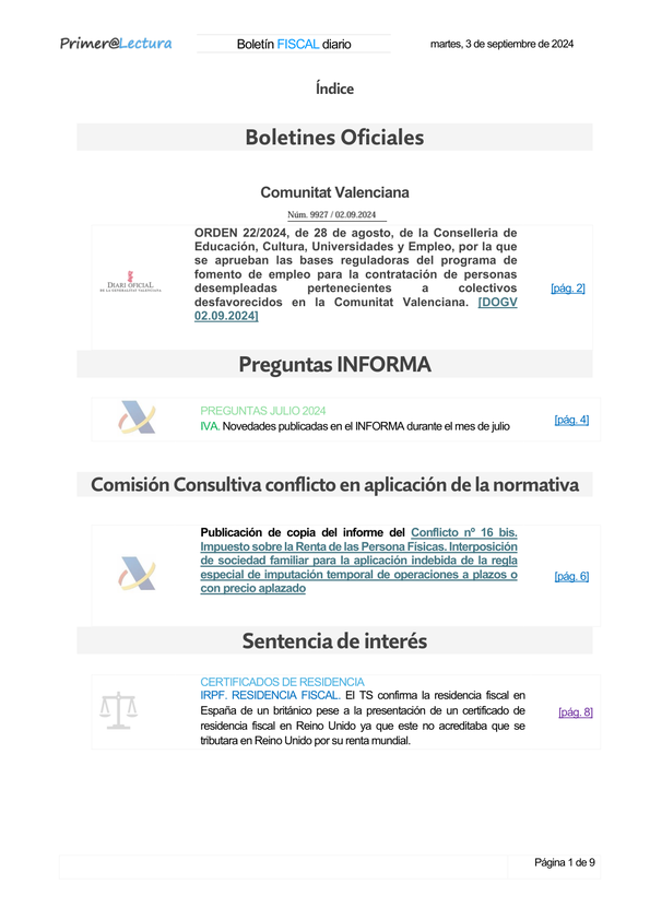 Boletín fiscal 03/09/2024