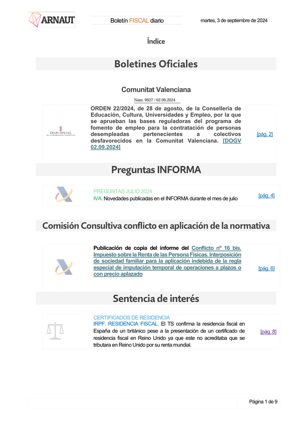 Boletín fiscal 03/09/2024