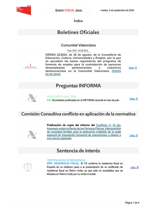 Boletín fiscal 03/09/2024